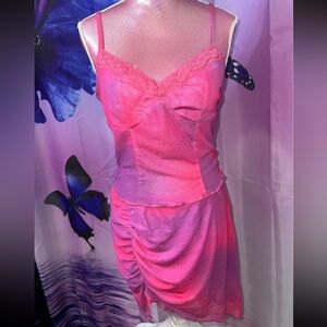 y2k mesh tank top & skirt set